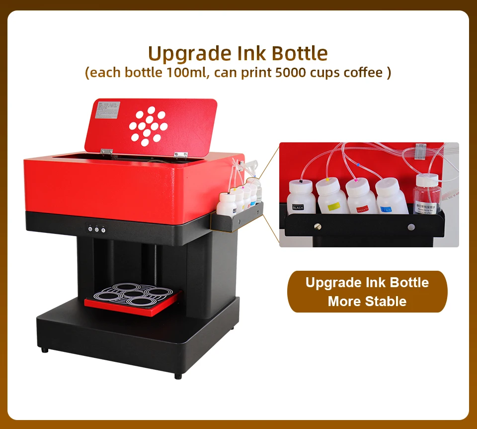 CSC1-4 CISS Coffee Printer Latte Coffee Printing Machine Automatic Beverages Food DIY Printing Photo on Coffee Edible Ink