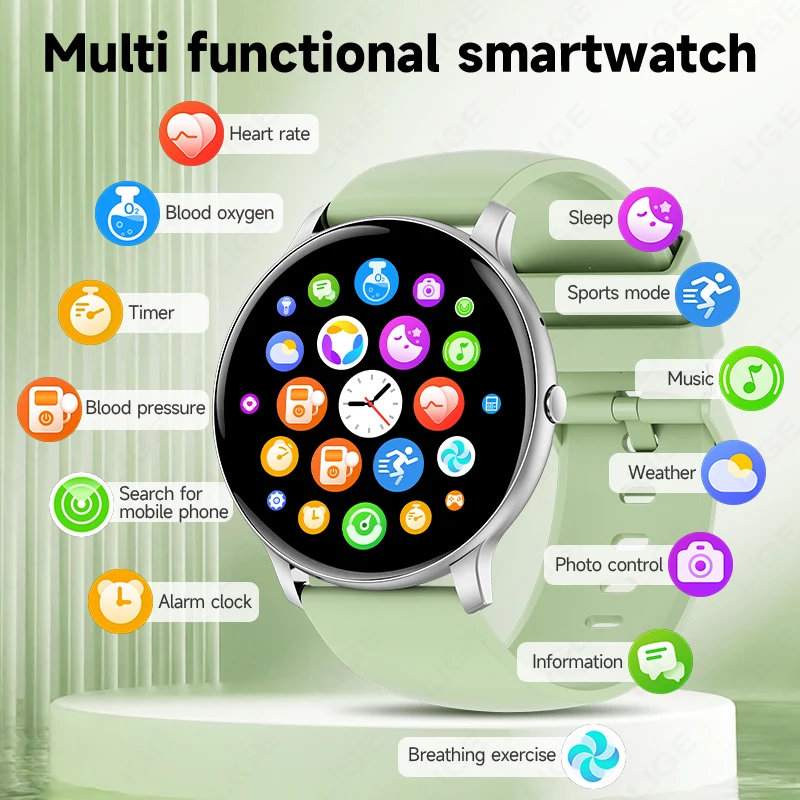 

LIGE 2025 New Smart Watch 1.39 Inch HD Display Answer Make Call Message Preview Sports DIY Dial Music Smartwatch For Men Women