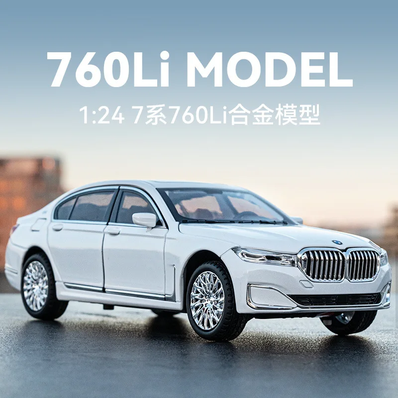 New 1:24 BMW 760LI High Simulation Diecast Metal Alloy Model car Sound and Light Pull Back Collection Kids Toy Gifts