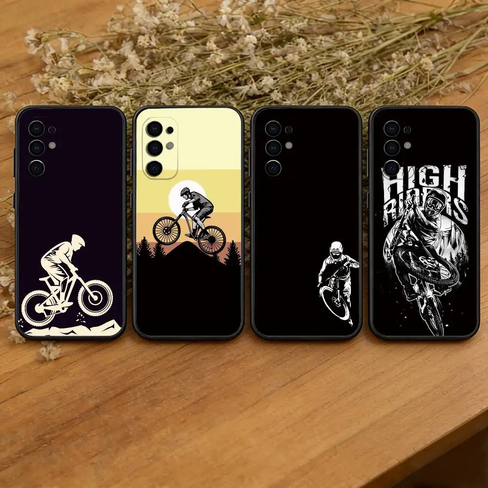 Mountain Bike Bicycle Phone Case Black Silicone Soft For Samsung S25,S24,S21,S22,S23,S30,Ultra,S20,Plus,Fe,Lite
