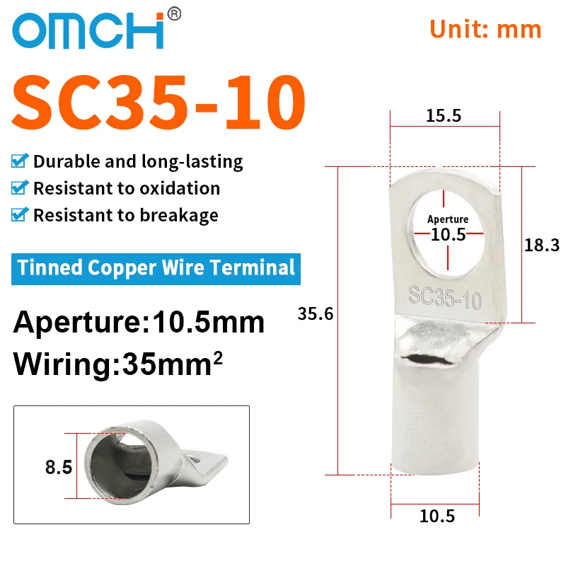 OMCH 5/10/20PCS SC Typ Terminals Draht Schweißen Kabel Stecker Anzug 1,5-50mm2 Kabel Crimp Draht Anschlüsse