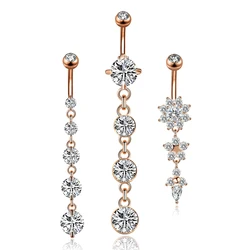 Mixed-Style Belly Button Ring Sets 3-8pcs/Lt Curved Navel Piercings Jewelry Pack Flower Heart Star Dangled Belly Piercing Rings