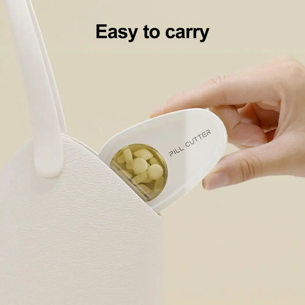 Pill Organizer with Cutter Portable Pill Box with Cutter Stainless Steel Blade Dispenser Capacity for Medication for Travel
