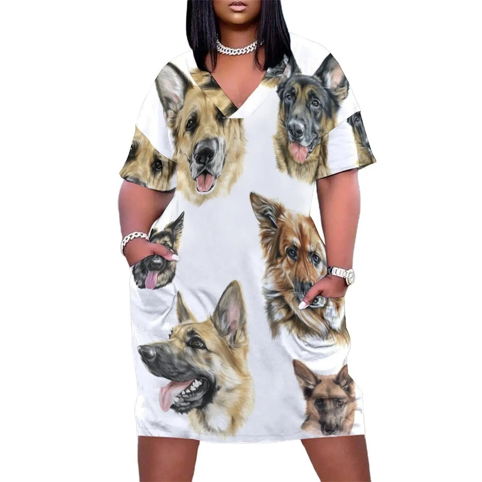 

German shepherd collage Loose Pocket Dress dresses for official occasions Women's clothing Woman dresses dresses for women 2025