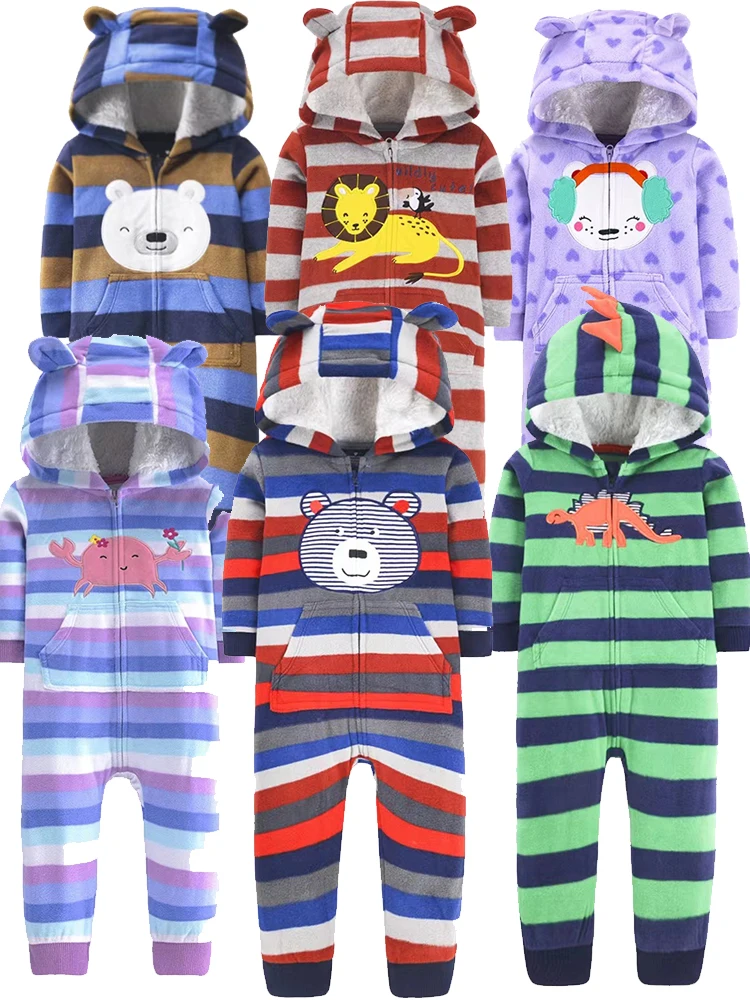 Baby Clothes Warm Toddler Bebe Jumpsuit Spring Outfits Bebe Rompers Hooded Double Zipper Boys Coveral Girls Clothing Fleece Suit