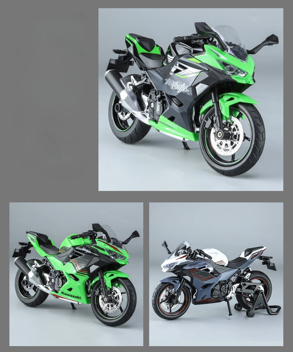 1:12 Kawasaki Ninja 400 Motorcycle Model Diecasts Vehicles Toys for Kids Boys Gift Collective Sound Light Motor Model