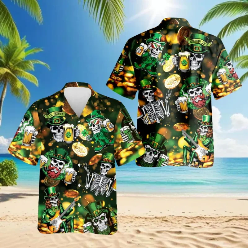 

Funny St Patrick Drinking Hawaiian Shirt Shamrock Beer Lover St Patrick Button Shirt Irish Holiday Shirts St Patty's Day Gift
