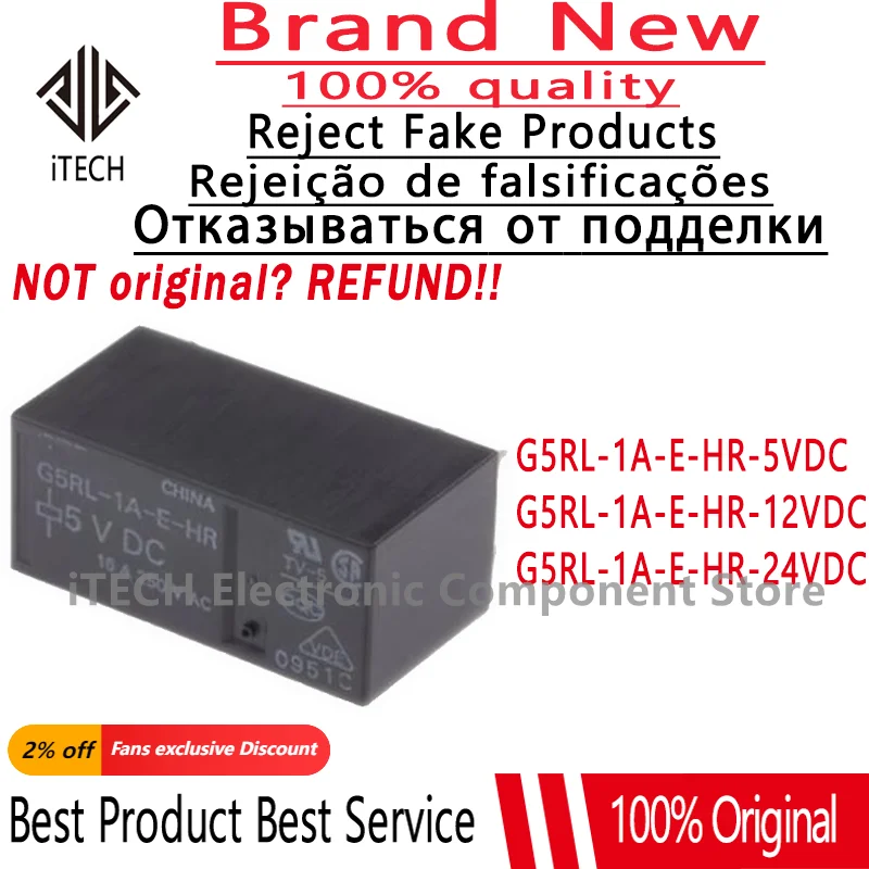 10Ppcs/lot G5RL-1A-E-HR-5VDC G5RL-1A-E-HR-12VDC G5RL-1A-E-HR-24VDC DIP-6 New Original Power Relay G5RL-1A-E-HR