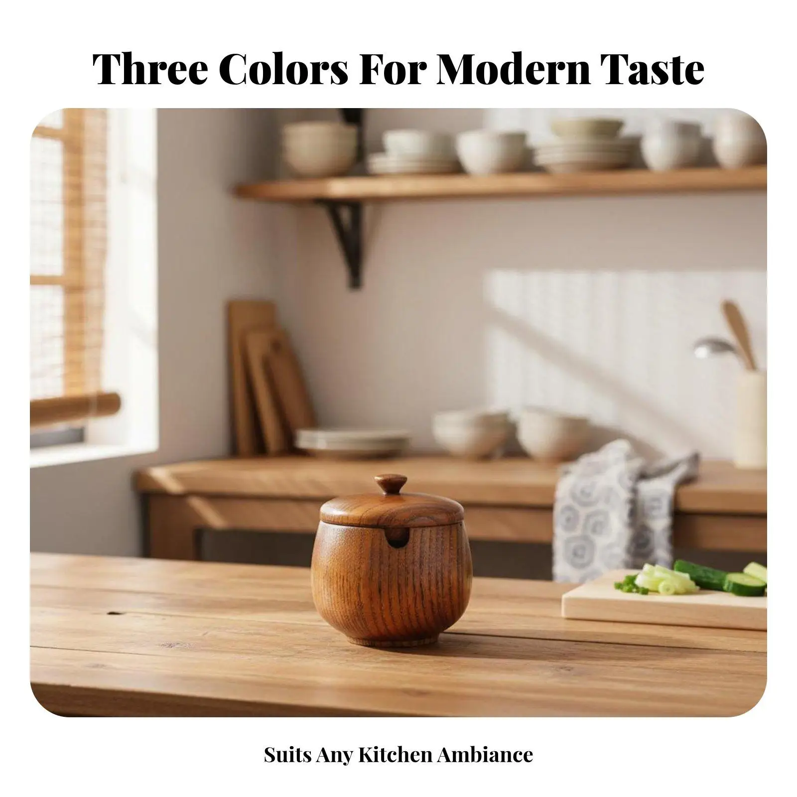 Elegant Wood Spice Jar Set Seasoning Container Compact Jar for Kitchen Dining Table Spices
