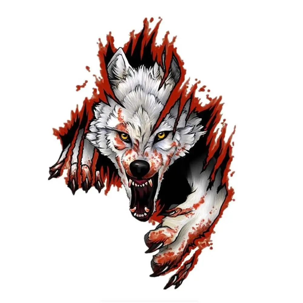 Tooth Decoration Sticker Dark Personality Motorcycle Helmet Sticker Marks Headlight Decal Waterproof Angry Wolf Car Sticker