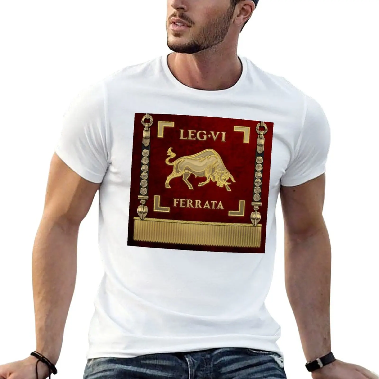 Early Standard of the Sixth Ironclad Legion - Bull Vexillum of Legio VI Ferrata T-Shirt Fashion Pattern Printed Tee Shirt