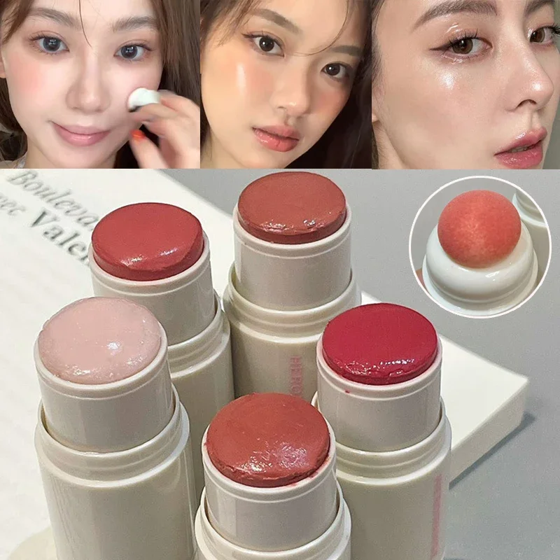 Cabeça dupla rouge blush vara monocromático dupla utilização água luz natural bochecha blush creme iluminando rosto iluminador maquiagem