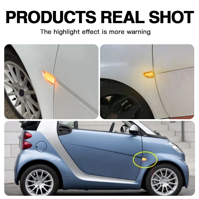 2x Dynamic LED Sequential Turn Signal Lights Flashing Side Repeater Lamp For Mercedes Benz Smart Fortwo 451 MK1 & MKII 2007-2015