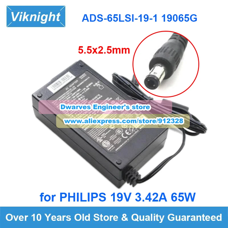 

Genuine ADS-65LSI-19-1 AC Adapter ADPC1965 19V 3.42A 65W Monitor Charger for PHILIPS 247E4QSD S220E2A 272S4L 274E5QHAB 234E5QHAW