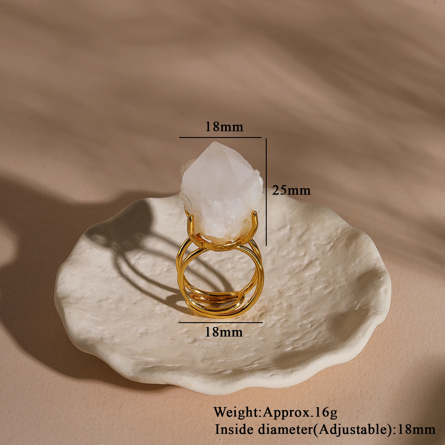 Natürlicher Azurit-Malachit-Geode-Fingerring, verstellbar, vergoldet, versilbert, Ring im Bohemian-Stil, Unisex-Accessoire – Detail 17