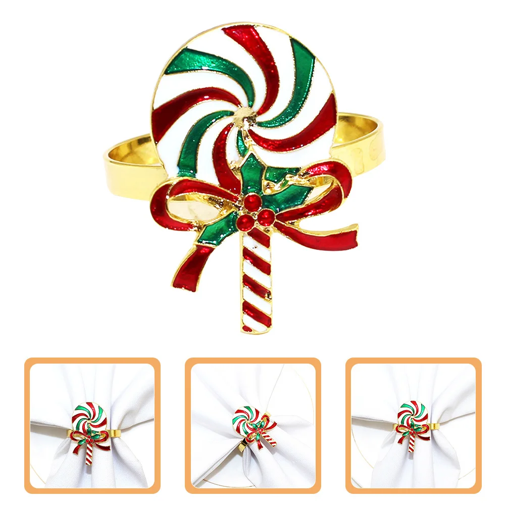 4Pcs Christmas Napkin Rings Lollipop Design Table Decoration Dining Accessory Elegant Buckles Christmas Napkin Rings