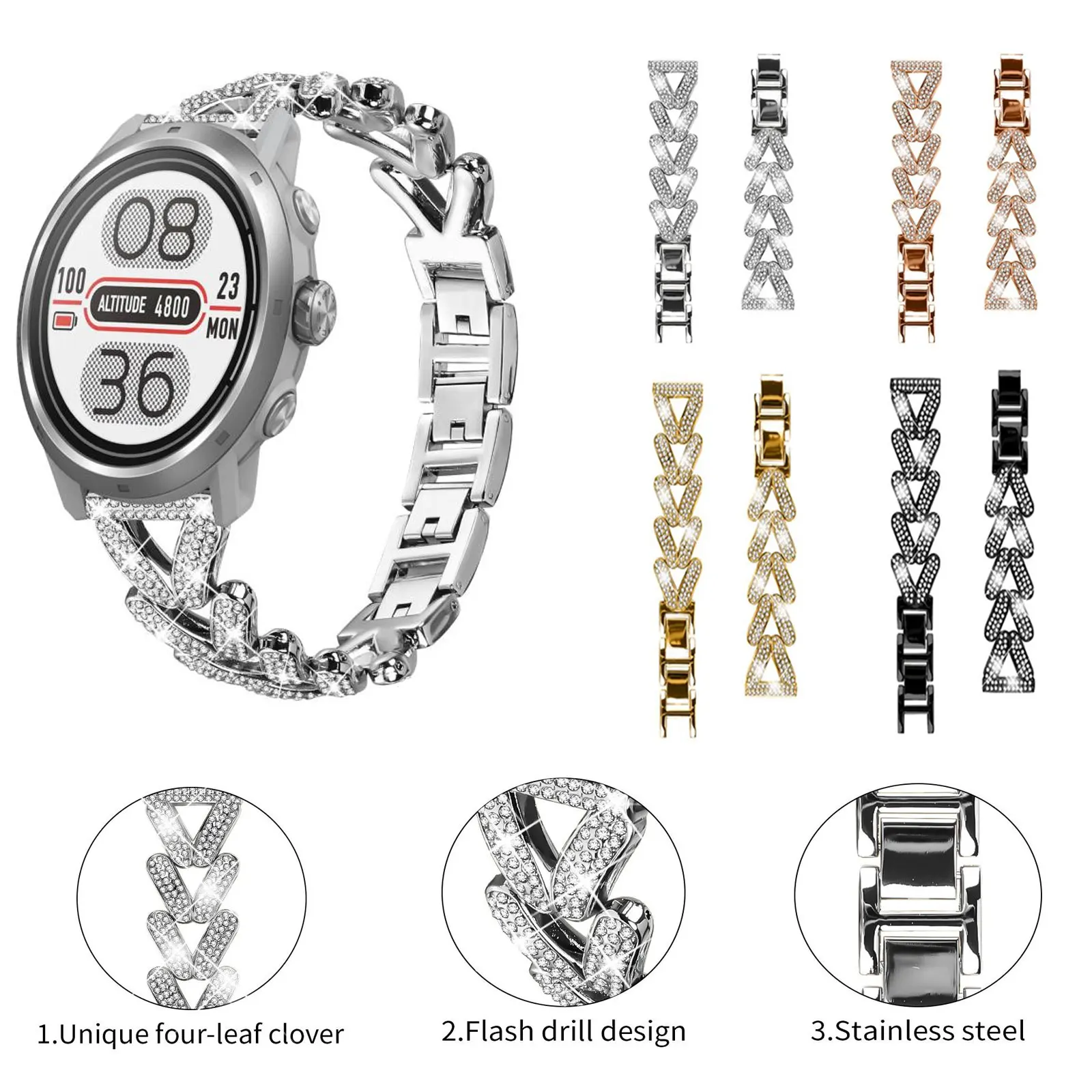 

xDfind Small Twist Diamond Metal Watch Band Unisex for COROS APEX 2 42mm pace 2 20mm Stainless Steel Watch Strap with Easy-Link