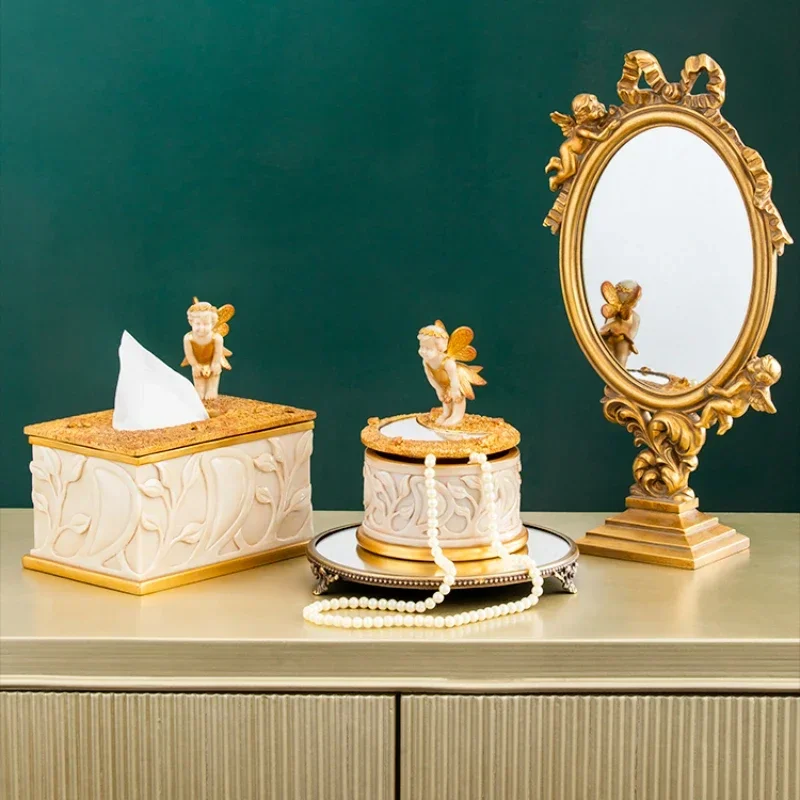 

European Princess Antique Cosmetics Desktop Jewelry Box Storage Box Creative Decoration Small Exquisite Ornaments