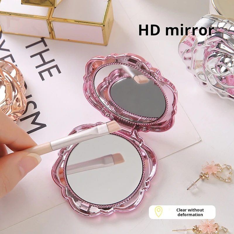 Mini miroir Portable rétro fleur de Rose, petite miroir de maquillage de poche, miroirs à main Double face, outil de beauté cosmétique Compact, 1 pièce