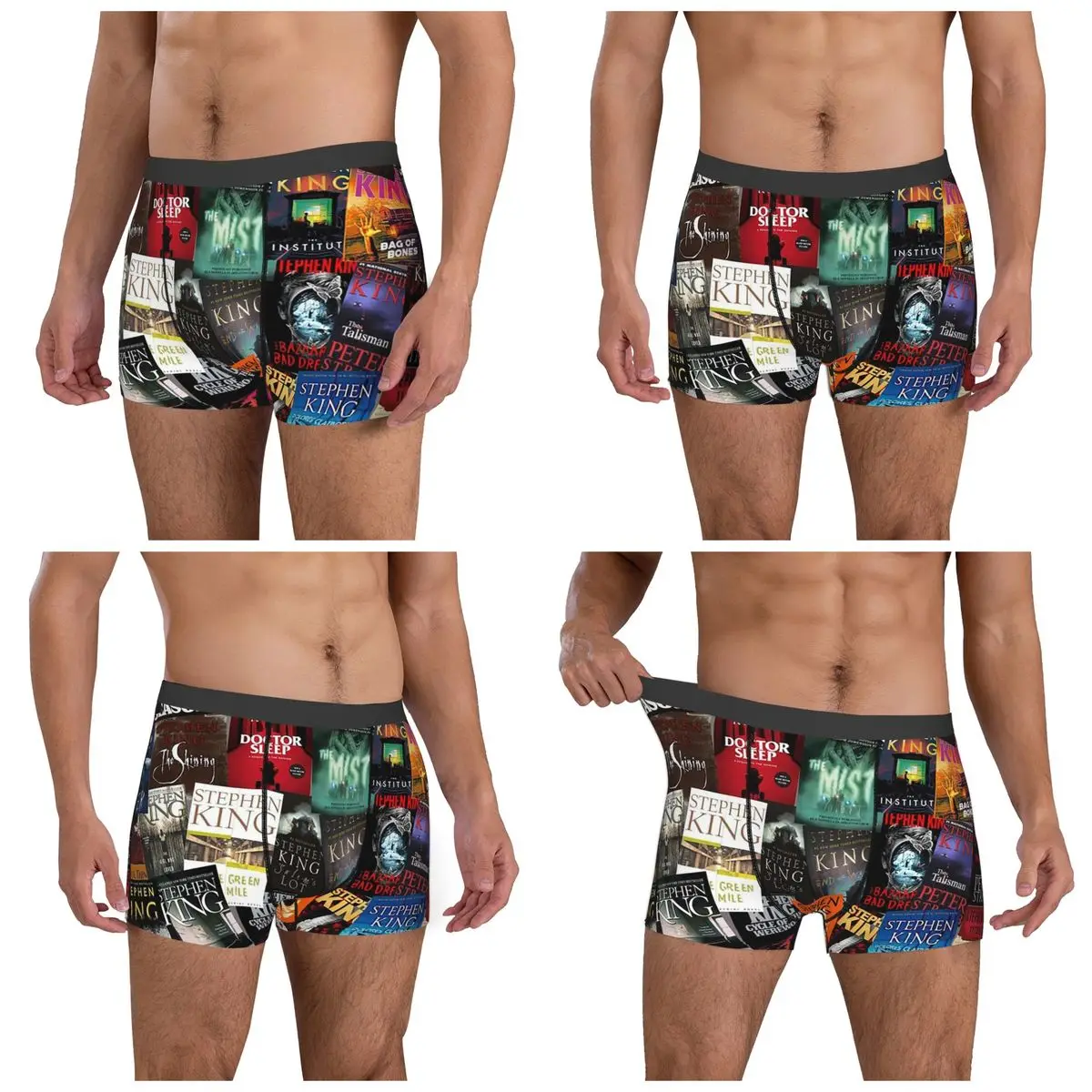 Трусы-боксеры, шорты, обложки для книг Стивен Кинг, трусики с книжным червем ужасов, мужское удобное нижнее белье для мужчин, подарок бойфренду