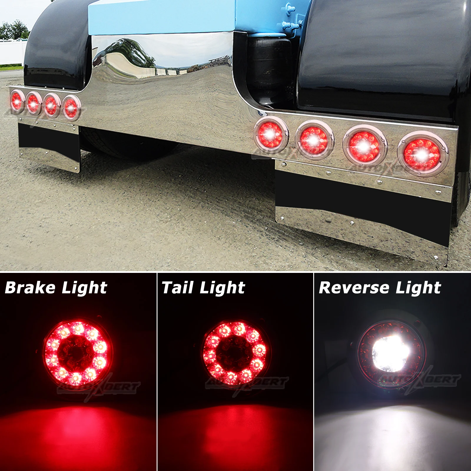 thumbnail interactive-video image 1 of Oyviny 4" Round LED Reverse Lights - 2 Pack | 24 LEDs Each | IP65 Waterproof | 12V DC Trailer Backup Lights 1 of 4