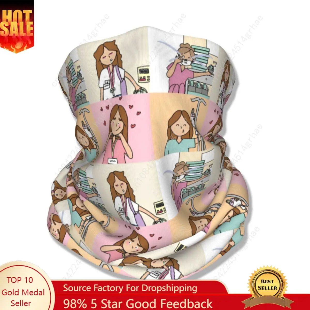 

Enfermera En Apuros Nurse Bandana Neck Gaiter Printed Magic Scarf Multi-use Headwear Outdoor Sports Unisex Adult Washable