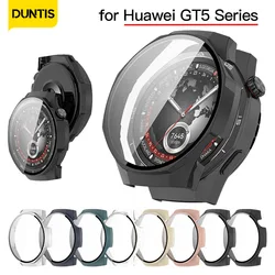 Custodia in vetro + PC per Huawei GT5 41/42/46MM Paraurti rigido Protezione in vetro temperato Ultra-HD integrata per accessori di copertura GT 5 Pro