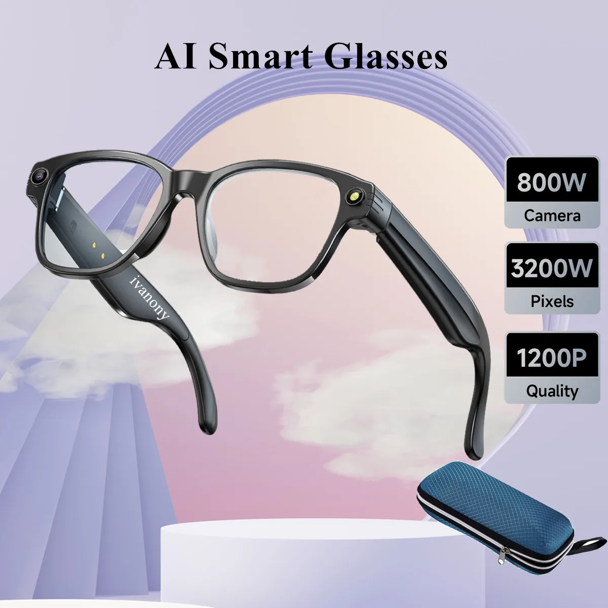 

New Smart Glasses with Camera 8MP 1200P HD Anti Shake Video Recording Bluetooth Call Photo Recognition Smart Translation Glasses