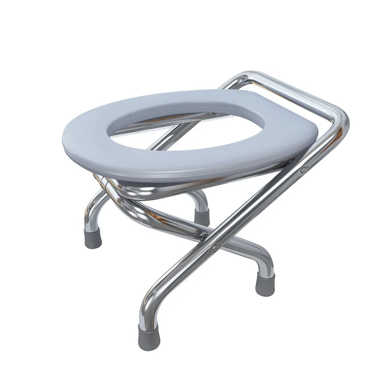 Folding stainless steel household  chair mobile stool toilet chair patient chair simple