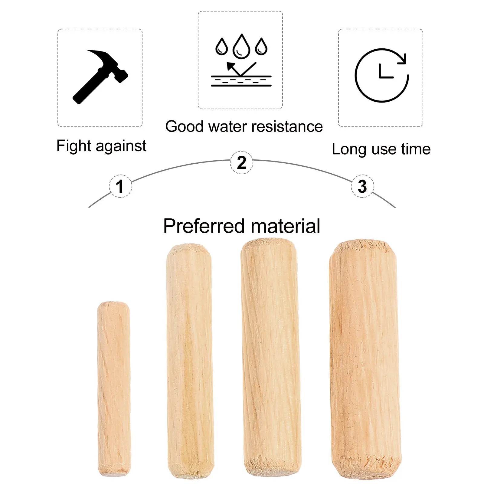 

500 шт. деревянных шкантов, круглых, рифленых, конических, для легкого введения, идеально подходят для ремонта шкафов, стульев, полок, премиум-класса