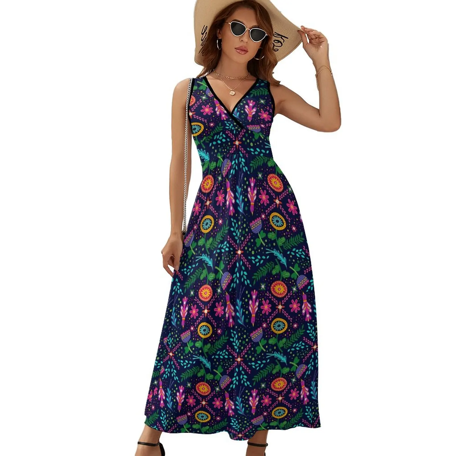 

Fun Birds Flower Dress Colorful Floral Street Style Boho Beach Long Dresses Woman Vintage Custom Maxi Dress Birthday Present