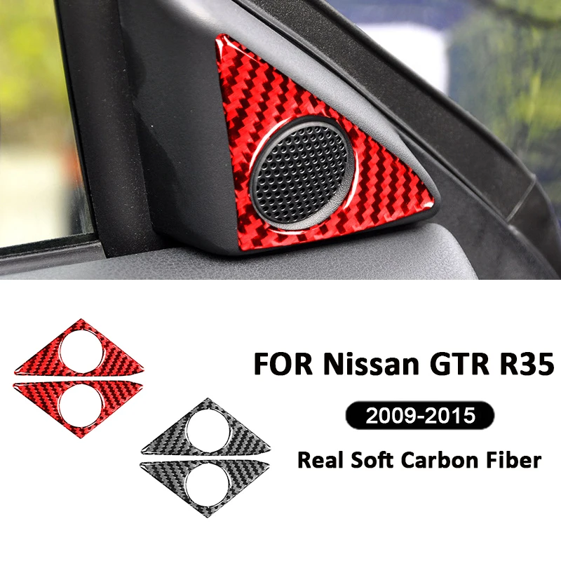 Carbon Fiber Car Door Window A-Pillar Audio Speaker Tweeter Cover Frame For Nissan GTR R35 2009-2015 Auto Interior Accessories