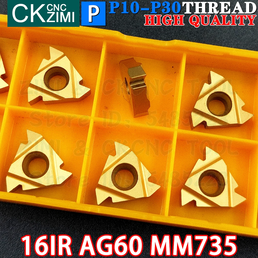 16IR AG60 MM735 0.5-3.0 pastilhas de metal duro Esquerda direita Pastilhas rosqueadas externas internas Ferramentas RT16.01N G60P MMT16IR AG60 Ferramentas de torneamento CNC de metal
