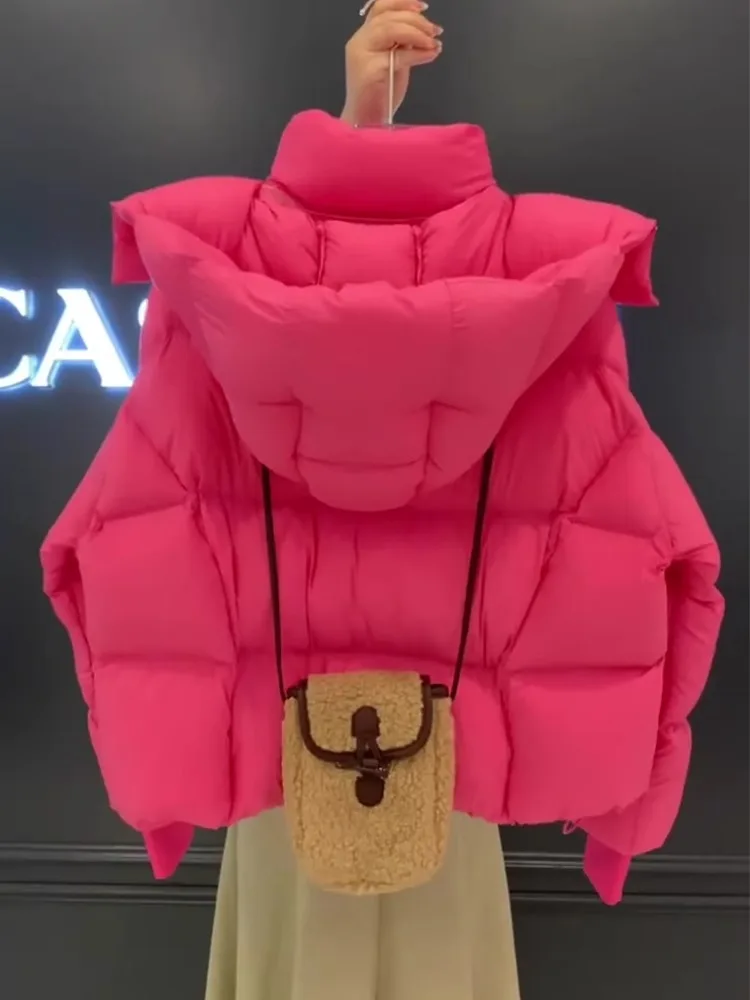 Sli ort Puffer Jaet Women's Fuchsia Pink 2025 New Winter Thi Outerwear Commute Sle Regular Fit White Du down