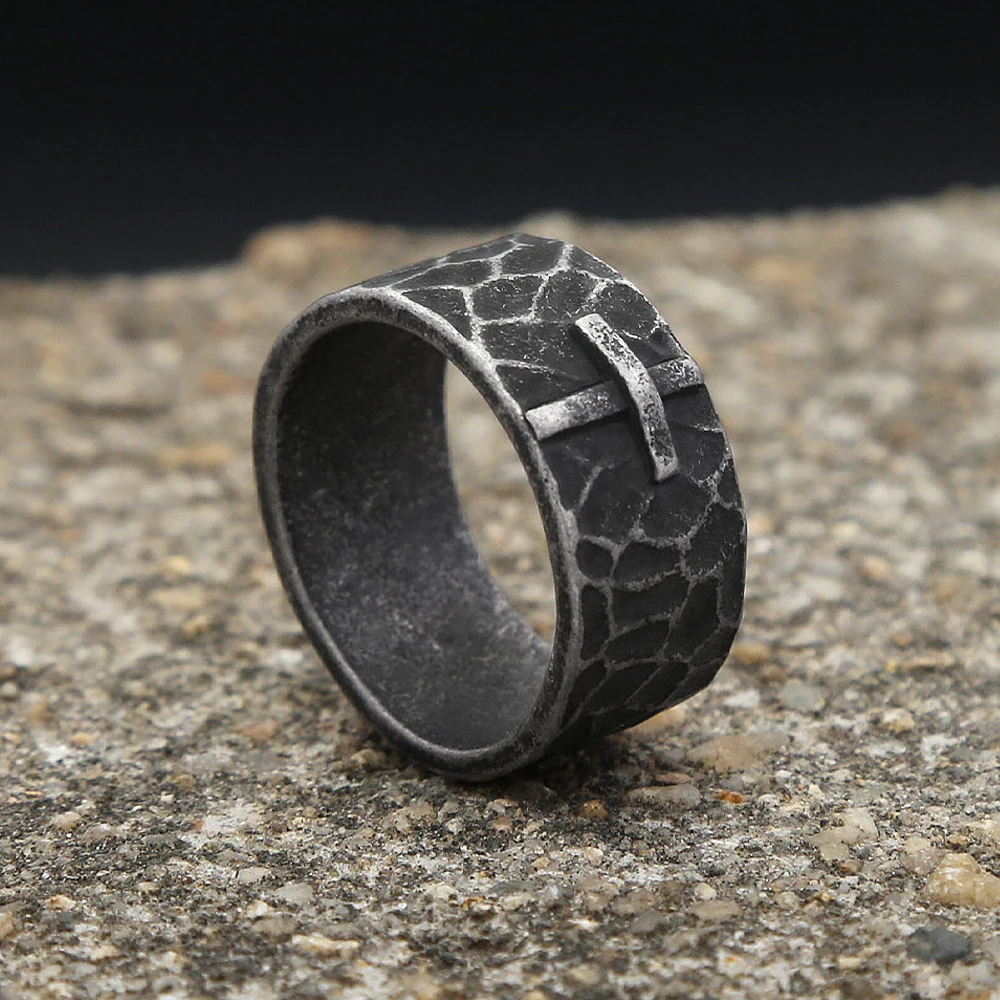 New Vintage 316L Stainless Steel Cross Ring Fashion Simple Punk Unique Rings For Men Women Hip Hop Biker Jewelry Gifts Wholesale