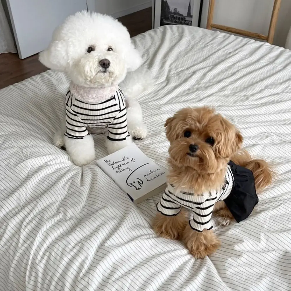 

Fashion Cute Pet Striped Short Sleeve Soft Breathable Pet Skirt Thin Design Dog Vest For Puppy Cat