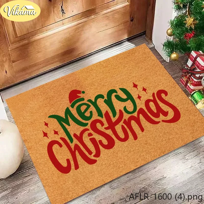 Merry Christmas Synthetic Coconut Fiber Rug, Non Slip Indoor Outdoor Entryway Mat, Holiday Bathroom Door Mat, Home Decor