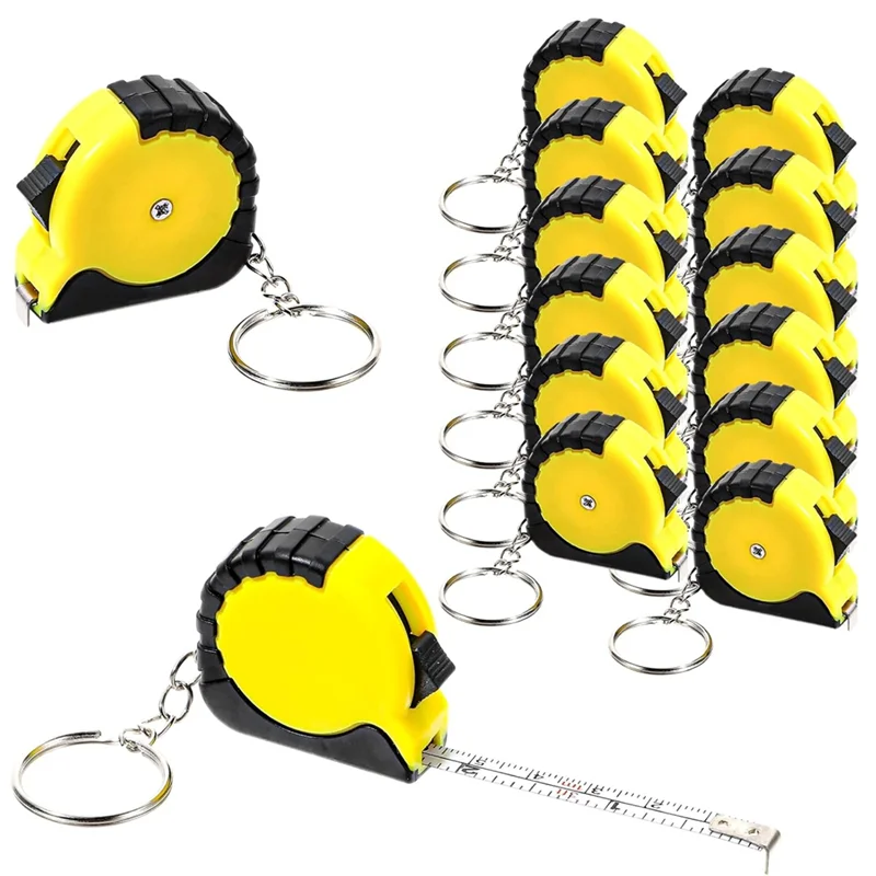 TKOH-12 pezzi portachiavi con metro a nastro, mini misure a nastro con blocco scorrevole stabile bomboniere per la costruzione metro a nastro 1M/3,3Ft