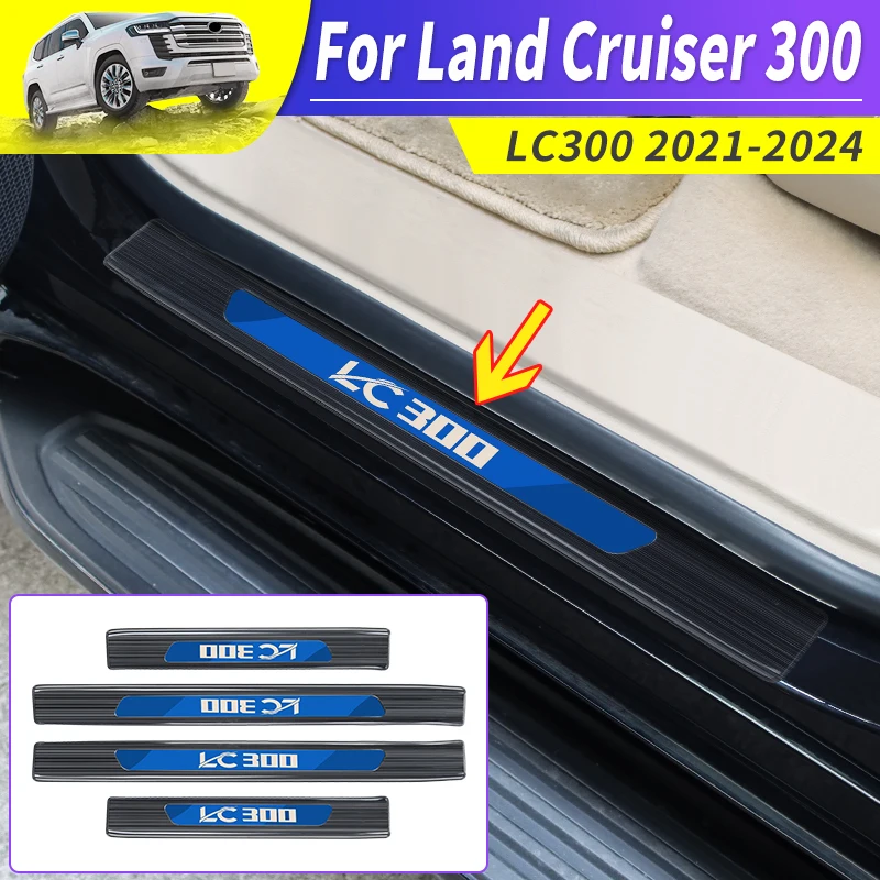 

stainless steel car threshold protection For Toyota Land Cruiser 300 2021-2024 LC300 Interior modification Upgraded accessories
