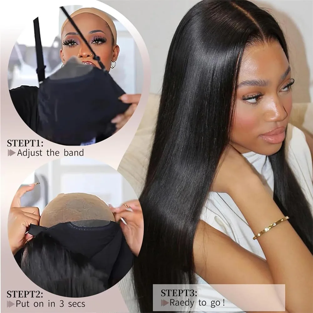 4x4 Straight Human Hair Wigs 100% Human Hair Wigs Put On And Go Wigs Closure Wigs Pre Plucked Brazilian Remy Hair