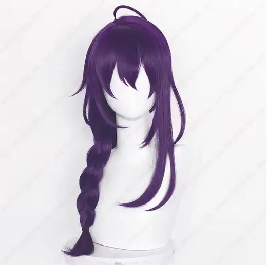 Parrucca cosplay Ayase Mayoi Parrucche intrecciate viola lunghe 65 cm Parrucche sintetiche resistenti al calore per Halloween