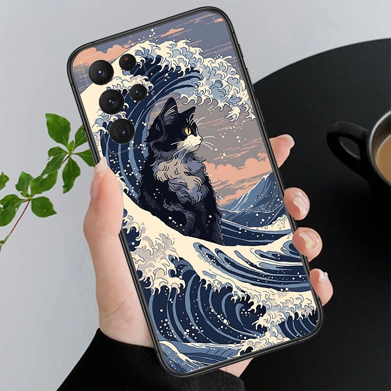 Coque de téléphone nuage de vague de montagne japonaise, coque pour S24, S23, S22, S21, S20 Ultra, S20, S22, S21, S23, S20 FE, S24 Plus