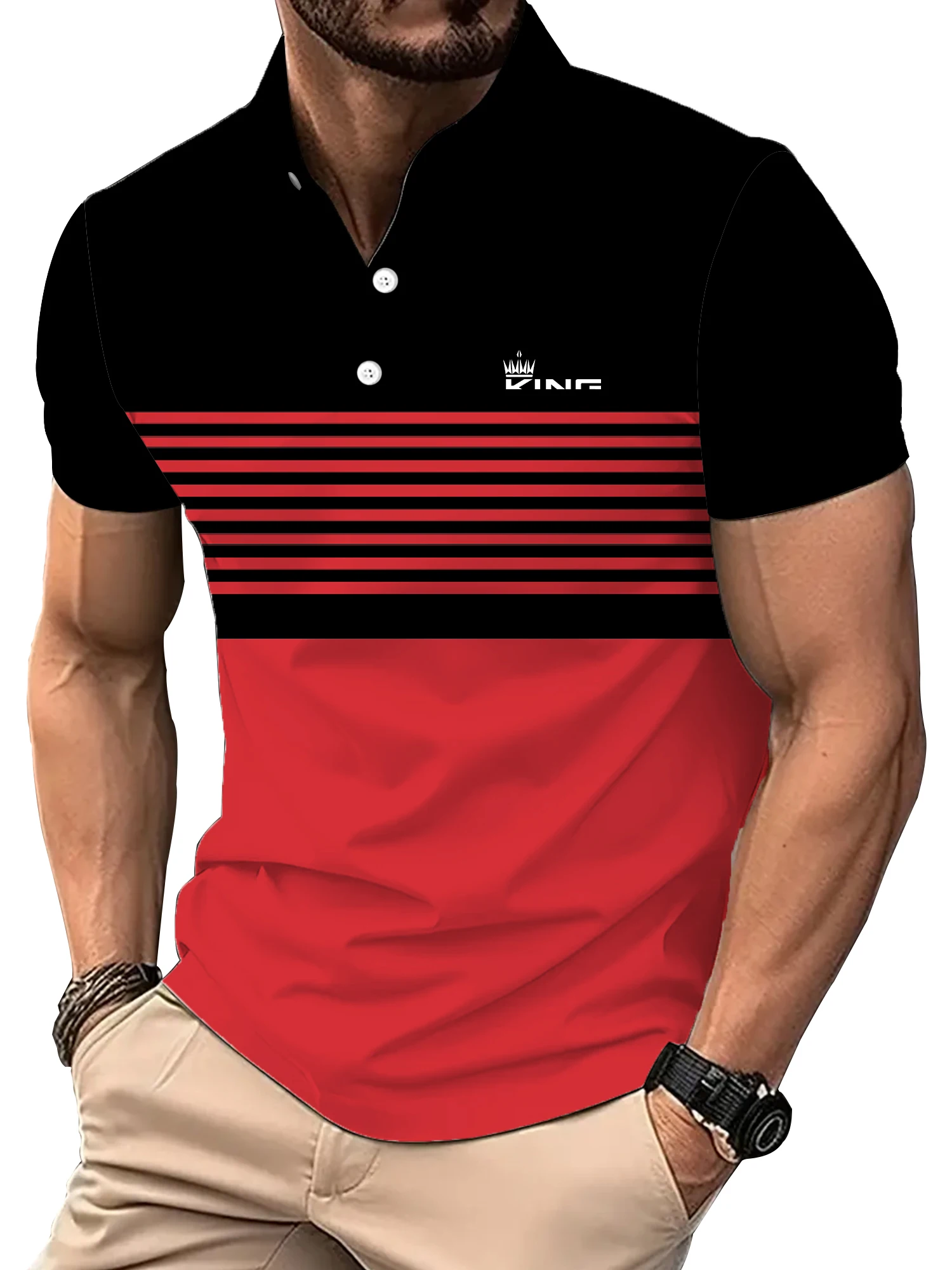 2024 Golf Wear Men Fashion Short -sleeved Striped Stamps Poloshan Casual Lapel POLO Shirt Men's Clothing Tops