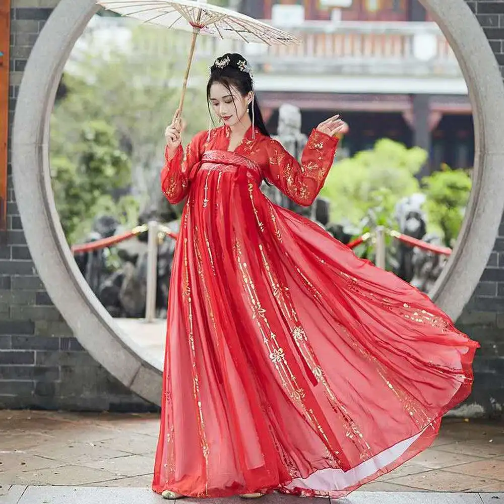 Fairy Hanfu Costume Cosplay Student Rave Outfit Festival  Chinese Traditional Dress Hanfu Women Red Stage Performance Clothing