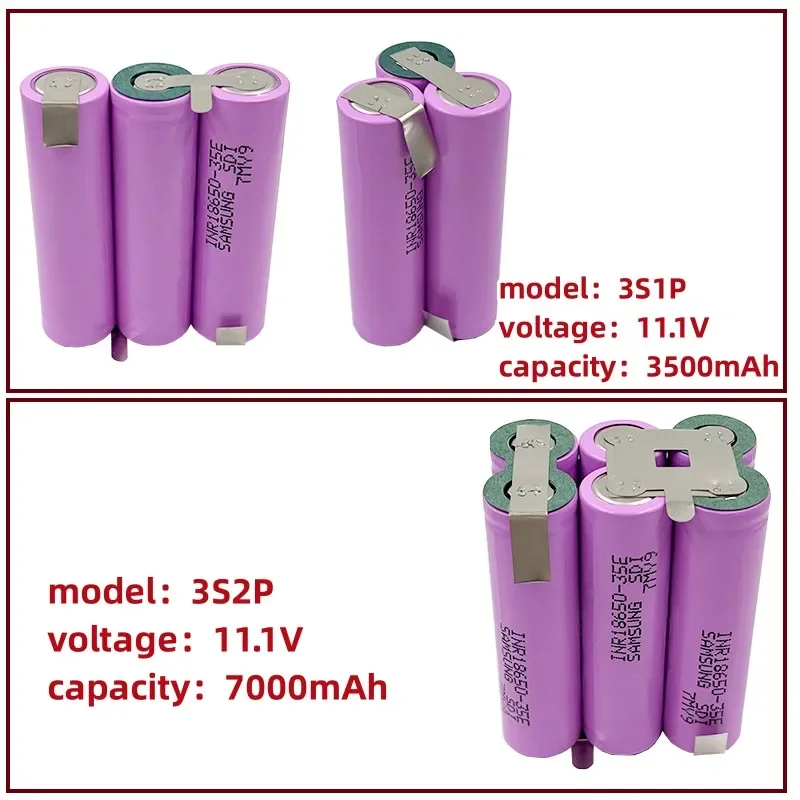 3S1P 3S2P 4S2P 4S1P 5S1P 5S2P 6S1P 8.4V 3.7V 10.8V 16.8V 18V 35E battery pack 18650 3500mAh battery for 18V screwdriver battery