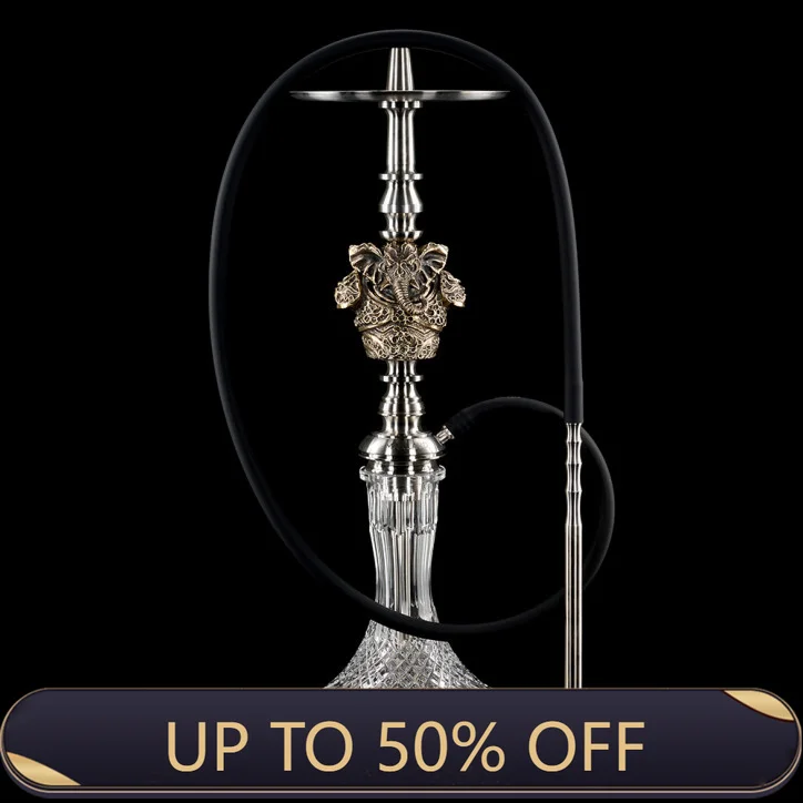 Maklaud Totemma Elephant Totem Hookah Shisha Set High Quality Stainless Steel Large Hookah With Glass Bottle Single Pipe