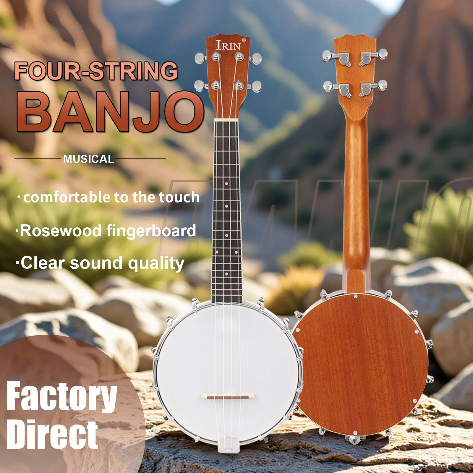 IRIN Banjo Rosewood Sabili أربعة أوتار بانجو ممتازة صغيرة من الدرجة المهنية أداة التقطت مناسبة للاستخدام الممارسي