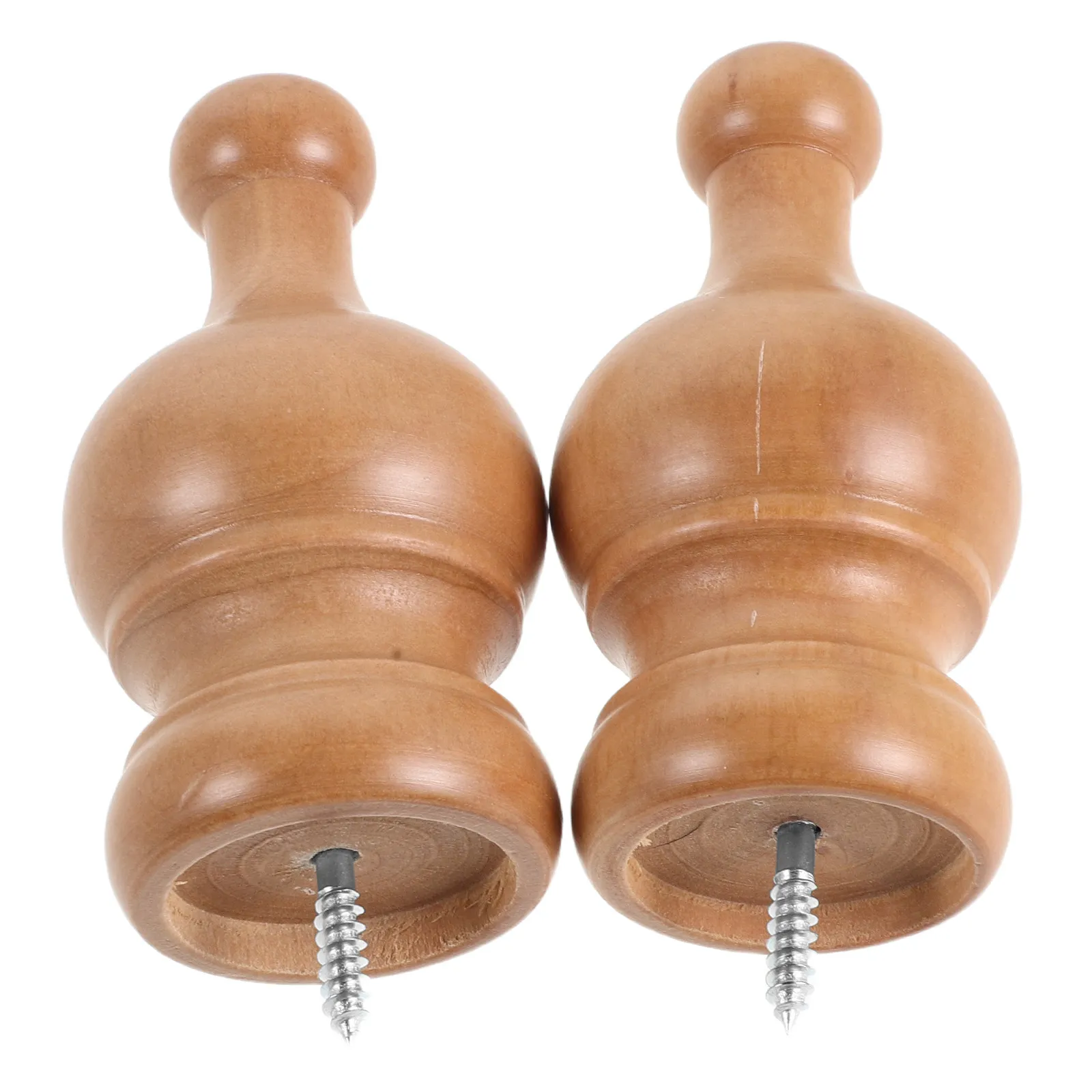 Wooden Curtain Rod Finials 2 Pack Crown Shape 23mm Drapery Rod End Caps Natural Window Decor Hardware