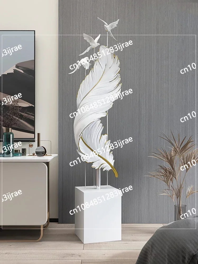 150CM Feather Resin Sculpture Large Floor Ornaments Home Decor Statue TV Cabinet Crafts Decoration Accessories Housewarming Gift