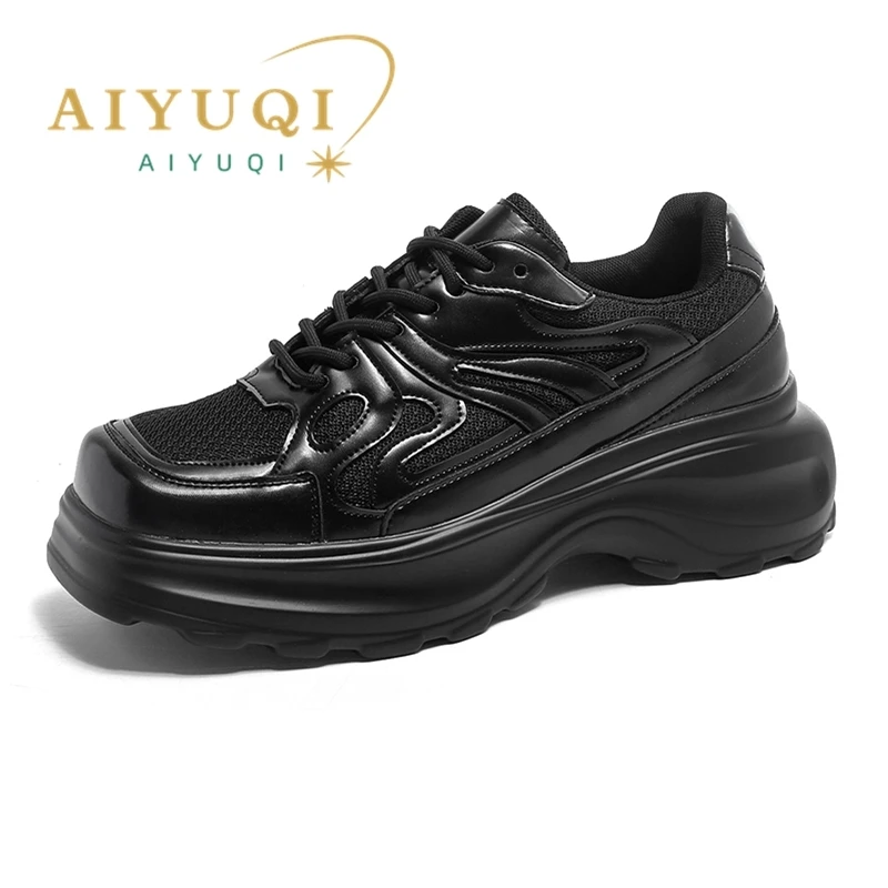 

AIYUQI Men Shoes Fall 2023 New Square Head Men Casual Shoes Retro Lace-up Platform Men Sneaker Shoes